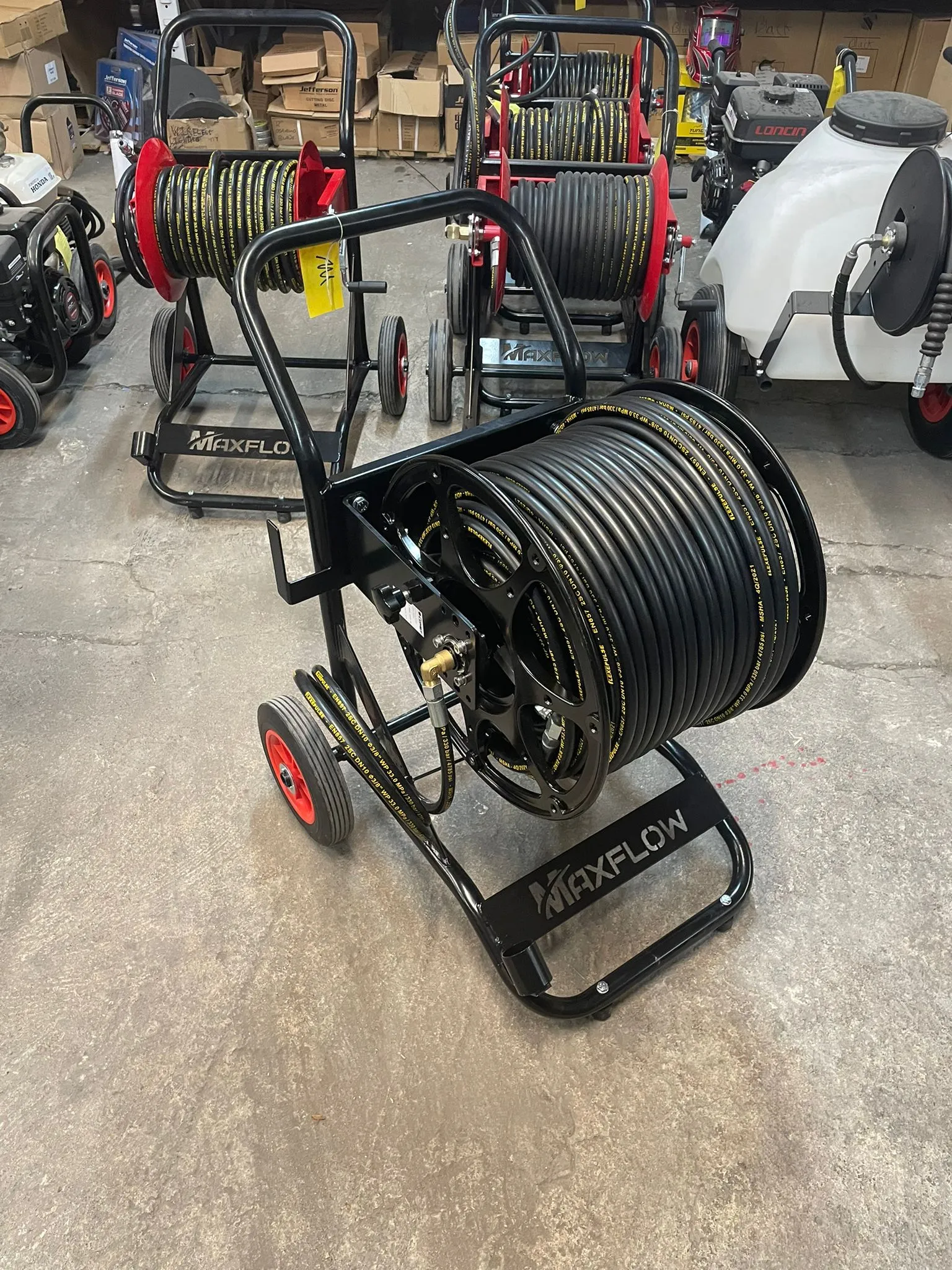 Maxflow Black 100m Trolley Reel with hose